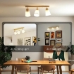 LAMPADARIO DA SOFFITTO CON 3 PUNTI LUCE REGOLABILI A 90¦ E ATTACCHI E27, COLORE LEGNO