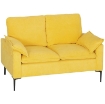 DIVANO 2 POSTI MODERNO CON CUSCINI E RIVESTIMENTO IN TESSUTO SPUGNA, 130X77X84 CM, GIALLO