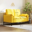 DIVANO 2 POSTI MODERNO CON CUSCINI E RIVESTIMENTO IN TESSUTO SPUGNA, 130X77X84 CM, GIALLO
