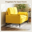 DIVANO 2 POSTI MODERNO CON CUSCINI E RIVESTIMENTO IN TESSUTO SPUGNA, 130X77X84 CM, GIALLO