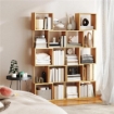 LIBRERIA MODERNA ASIMMETRICA A 5 LIVELLI IN BAMB¨, 62.5 X 23 X 165 CM, COLORE LEGNO NATURALE