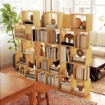LIBRERIA MODERNA ASIMMETRICA A 5 LIVELLI IN BAMB¨, 62.5 X 23 X 165 CM, COLORE LEGNO NATURALE