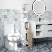 MOBILE COLONNA BAGNO SALVASPAZIO CON ARMADIETTO RIPIANI E CASSETTI 15X33X136 CM COLORE LEGNO