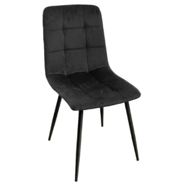 POLTRONA DI VELLUTO IMBOTTITA NERO SCHIENALE ALTO GAMBE IN METALLO NERO 44X41X88 CM