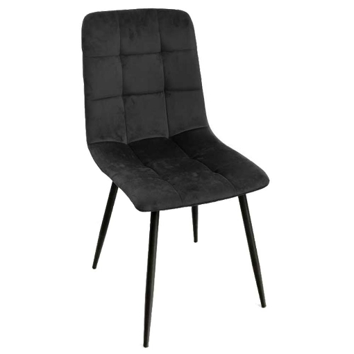 POLTRONA DI VELLUTO IMBOTTITA NERO SCHIENALE ALTO GAMBE IN METALLO NERO 44X41X88 CM