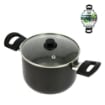 PENTOLA STRIKE ANTIADERETE IN ALLUMINIO E ANTIGRAFFIO CON COPERCHIO IN VETRO D.16CM ASSORTITO