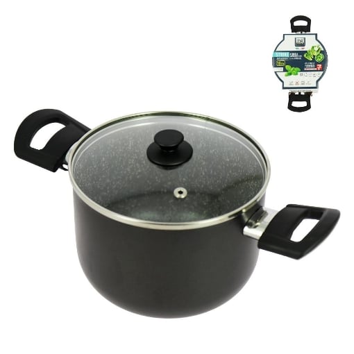 PENTOLA STRIKE ANTIADERETE IN ALLUMINIO E ANTIGRAFFIO CON COPERCHIO IN VETRO D.16CM ASSORTITO