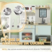 CUCINA GIOCATTOLO PER BAMBINI CON FORNELLI E ARMADIETTI, IN ACCIAIO, LEGNO E PP, 72X33X85.2 CM, BLU E BIANCO