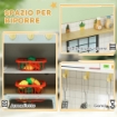 CUCINA GIOCATTOLO PER BAMBINI CON FORNELLI E ARMADIETTI, IN ACCIAIO, LEGNO E PP, 72X33X85.2 CM, BLU E BIANCO