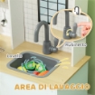 CUCINA GIOCATTOLO PER BAMBINI CON FORNELLI E ARMADIETTI, IN ACCIAIO, LEGNO E PP, 72X33X85.2 CM, BLU E BIANCO