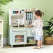 CUCINA GIOCATTOLO PER BAMBINI CON FORNELLI E ARMADIETTI, IN ACCIAIO, LEGNO E PP, 72X33X85.2 CM, BLU E BIANCO