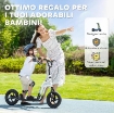 MONOPATTINO PER BAMBINI 5-12 ANNI CON FRENO, CAVALLETTO E MANUBRIO REGOLABILE, 129X52X80-88 CM, BIANCO E NERO