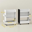 LIBRERIA PER BAMBINI 3-8 ANNI A DUE LATI, SCAFFALE PORTAGIOCHI CON RUOTE E LAVAGNA NERA, BIANCO 66.5 X 32.5 X 86.5 CM
