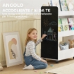 LIBRERIA PER BAMBINI 3-8 ANNI A DUE LATI, SCAFFALE PORTAGIOCHI CON RUOTE E LAVAGNA NERA, BIANCO 66.5 X 32.5 X 86.5 CM