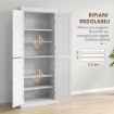 MOBILE CUCINA ALTO CON 6 RIPIANI REGOLABILI E 2 ANTE IN LEGNO, BIANCO 76X40.5X184 CM
