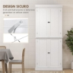 MOBILE CUCINA ALTO CON 6 RIPIANI REGOLABILI E 2 ANTE IN LEGNO, BIANCO 76X40.5X184 CM