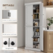 MOBILE CUCINA ALTO CON 6 RIPIANI REGOLABILI E 2 ANTE IN LEGNO, BIANCO 76X40.5X184 CM