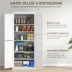 MOBILE CUCINA ALTO CON 6 RIPIANI REGOLABILI E 2 ANTE IN LEGNO, BIANCO 76X40.5X184 CM