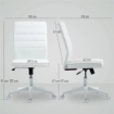 SEDIA DA UFFICIO ERGONOMICA E REGOLABILE CON SCHIENALE RICURVO, IN PELLE PU E ACCIAIO, 58X53X97-107 CM, BIANCO