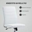 SEDIA DA UFFICIO ERGONOMICA E REGOLABILE CON SCHIENALE RICURVO, IN PELLE PU E ACCIAIO, 58X53X97-107 CM, BIANCO