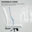 SEDIA DA UFFICIO ERGONOMICA E REGOLABILE CON SCHIENALE RICURVO, IN PELLE PU E ACCIAIO, 58X53X97-107 CM, BIANCO