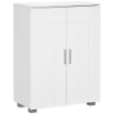 MOBILE BAGNO MODERNO CON 2 ANTE, 2 RIPIANI REGOLABILI E MANIGLIE ARGENTATE, 60X30X80 CM, BIANCO