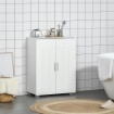 MOBILE BAGNO MODERNO CON 2 ANTE, 2 RIPIANI REGOLABILI E MANIGLIE ARGENTATE, 60X30X80 CM, BIANCO