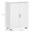 MOBILE BAGNO MODERNO CON 2 ANTE, 2 RIPIANI REGOLABILI E MANIGLIE ARGENTATE, 60X30X80 CM, BIANCO