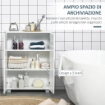 MOBILE BAGNO MODERNO CON 2 ANTE, 2 RIPIANI REGOLABILI E MANIGLIE ARGENTATE, 60X30X80 CM, BIANCO