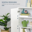 MOBILE BAGNO MODERNO CON 2 ANTE, 2 RIPIANI REGOLABILI E MANIGLIE ARGENTATE, 60X30X80 CM, BIANCO