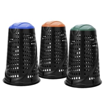 SET 3 PATTUMIERE VARIO TRESPOLOPORTASACCO DA GIARDINO 110LT CARTA,PLASTICA,VETRO