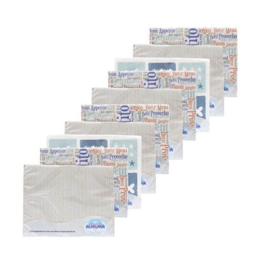 SET 10 TOVAGLIETTE AURORA SIMIL TESSUTO 30 X 40 CM SOFT 1000 PEZZI CON DECORO