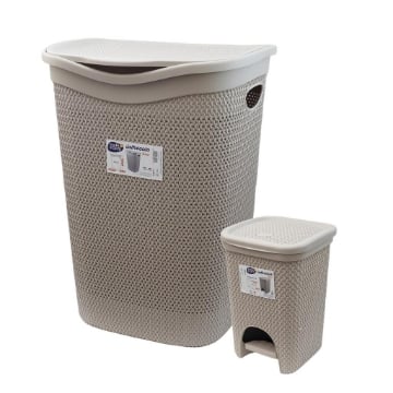 SET PORTA BIANCHERIA + PATTUMIERA CON PEDALE DA BAGNO TORTORA