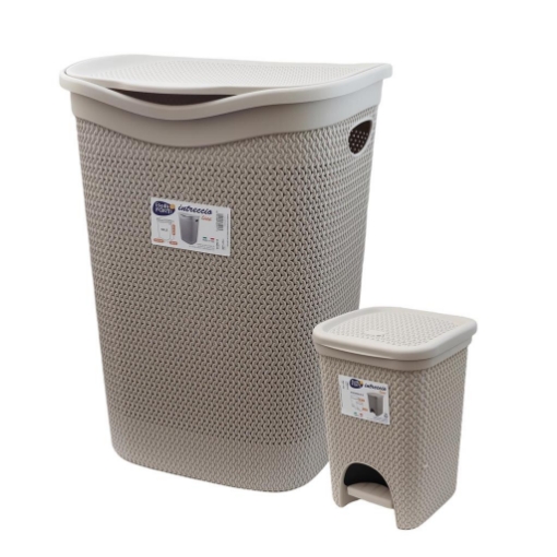 SET PORTA BIANCHERIA + PATTUMIERA CON PEDALE DA BAGNO TORTORA