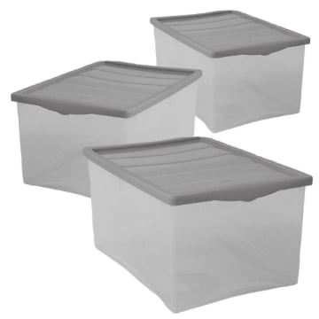 SET 3 SCATOLE GRIGIO CON COPERCHIO SPRING BOX TAGLIA L 55 X 39 X H25 CM 