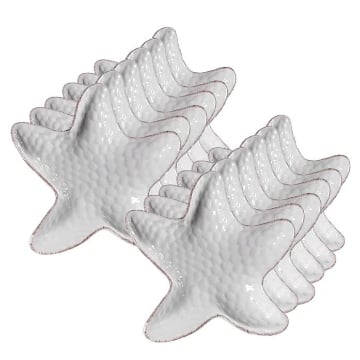 SET 12 PIATTI A VASSOIO A FORMA DI STELLA MARINA 13 X 13 X H 3 CM