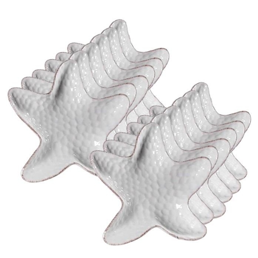 SET 12 PIATTI A VASSOIO A FORMA DI STELLA MARINA 13 X 13 X H 3 CM