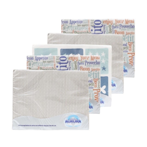 SET 5 TOVAGLIETTE AURORA SIMIL TESSUTO 30 X 40 CM SOFT 500 PEZZI CON DECORO