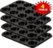 4 TEGLIE FORNO ANTIADERENTE 12 MONO PORZIONI PER MUFFINS CUPCAKES E DOLCI NERO