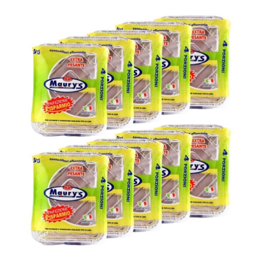 MAURY'S SET DA  10  CONTENITORI RETTANGOLARI IN ALLUMINIO DA 4 PORZIONI 