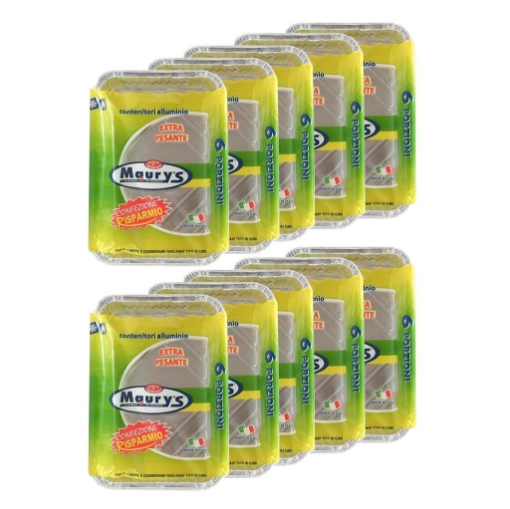 MAURY'S SET DA 10 CONTENITORI RETTANGOLARI IN ALLUMINIO DA 6 PORZIONI