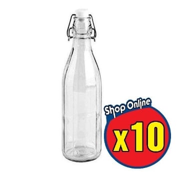 10 MILLY BOTTIGLIE 1 LT IN VETRO CON TAPPO A CHIUSURA ERMETICA CERVE VINTAGE