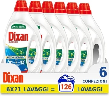 DIXAN DETERSIVO LIQUIDO SET 6 PZ CLASSICO DA 21 L'UNO LAVAGGI PULITO PROFONDO 