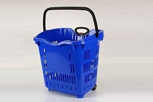 CESTINO TROLLEY SPESA BLU 50 LT 47 X 42 X 48 CM CON ROTELLE