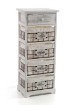 CASSETTIERA DECORATA IN LEGNO CON 3 CASSETTI 37X27XH90 CM IN COLORE BIANCO