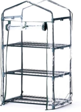 SERRA CON TELO IN PVC APRIBILE 3 RIPIANI E STRUTTURA IN METALLO 69 X 49 X H126CM