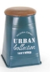 POUF BLU IN METALLO CON TOP EFFETTO LEGNO 22 X H44 M 