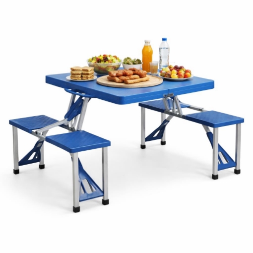 SET TAVOLO PIEGHEVOLE CON 4 SGABELLI IN COLORE BLU