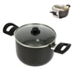 CASSERUOLA IN ALLUMINIO CON COPERCHIO IN VETRO  ANTIADERENTE E ANTIGRAFFIO 18 CM 