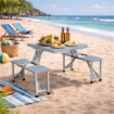 SET TAVOLO PIEGHEVOLE CON 4 SGABELLI IN COLORE GRIGIO
